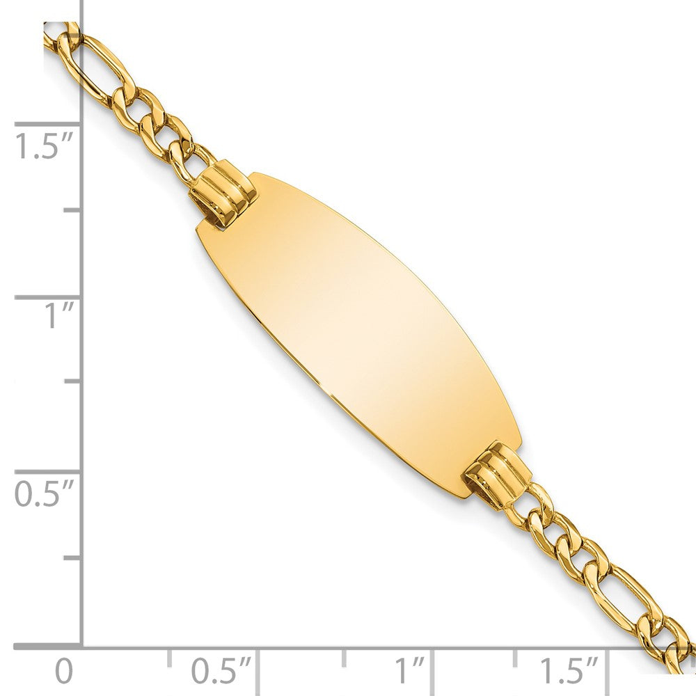 14k White Gold Semi-Solid Oval Figaro Oval ID Bracelet