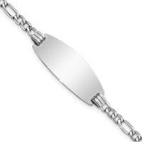 Thumbnail for 14k White Gold Semi-Solid Oval Figaro Oval ID Bracelet