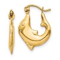 Thumbnail for 14k Polished Dolphin Hoop Earrings