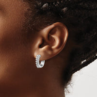 Thumbnail for 14k White Gold Diamond Hinged Hoop Earrings