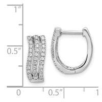 Thumbnail for 14k White Gold 3-row Diamond Hinged Hoop Earrings