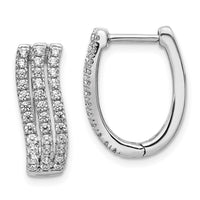 Thumbnail for 14k White Gold 3-row Diamond Hinged Hoop Earrings