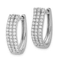 Thumbnail for 14k White Gold 3-row Diamond Hinged Hoop Earrings