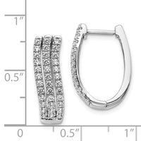 Thumbnail for 14k White Gold 3-row Diamond Hinged Hoop Earrings