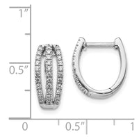 Thumbnail for 14k White Gold 3-row Diamond Hinged Hoop Earrings