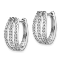 Thumbnail for 14k White Gold 3-row Diamond Hinged Hoop Earrings