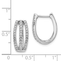 Thumbnail for 14k White Gold 3-row Diamond Hinged Hoop Earrings