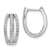 Thumbnail for 14k White Gold 3-row Diamond Hinged Hoop Earrings