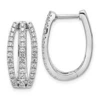Thumbnail for 14k White Gold 3-row Diamond Hinged Hoop Earrings