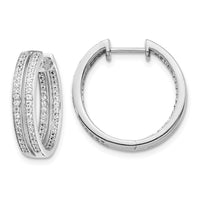 Thumbnail for 14k White Gold Diamond In/Out Hinged Hoop Earrings