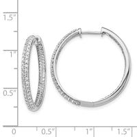 Thumbnail for 14k White Gold Diamond In/Out Hinged Hoop Earrings