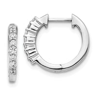 Thumbnail for 14k White Gold Diamond Hinged Hoop Earrings
