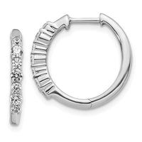 Thumbnail for 14k White Gold Diamond Hinged Hoop Earrings