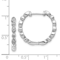 Thumbnail for 14k White Gold Diamond Hinged Hoop Earrings