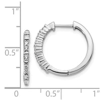Thumbnail for 14k White Gold Diamond Hinged Hoop Earrings