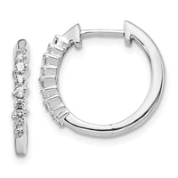 Thumbnail for 14k White Gold Diamond Hinged Hoop Earrings