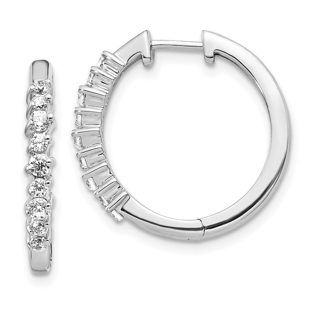 14k White Gold Diamond Hinged Hoop Earrings