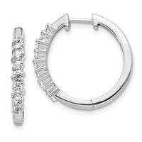 Thumbnail for 14k White Gold Diamond Hinged Hoop Earrings