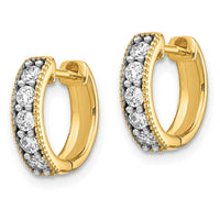 Thumbnail for 14k Diamond Milgrain Hinged Hoop Earrings