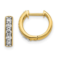Thumbnail for 14k Diamond Milgrain Hinged Hoop Earrings