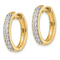Thumbnail for 14k Diamond Milgrain Hinged Hoop Earrings