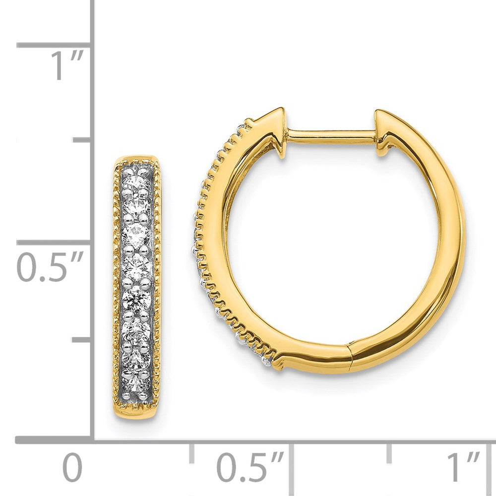 14k Diamond Milgrain Hinged Hoop Earrings