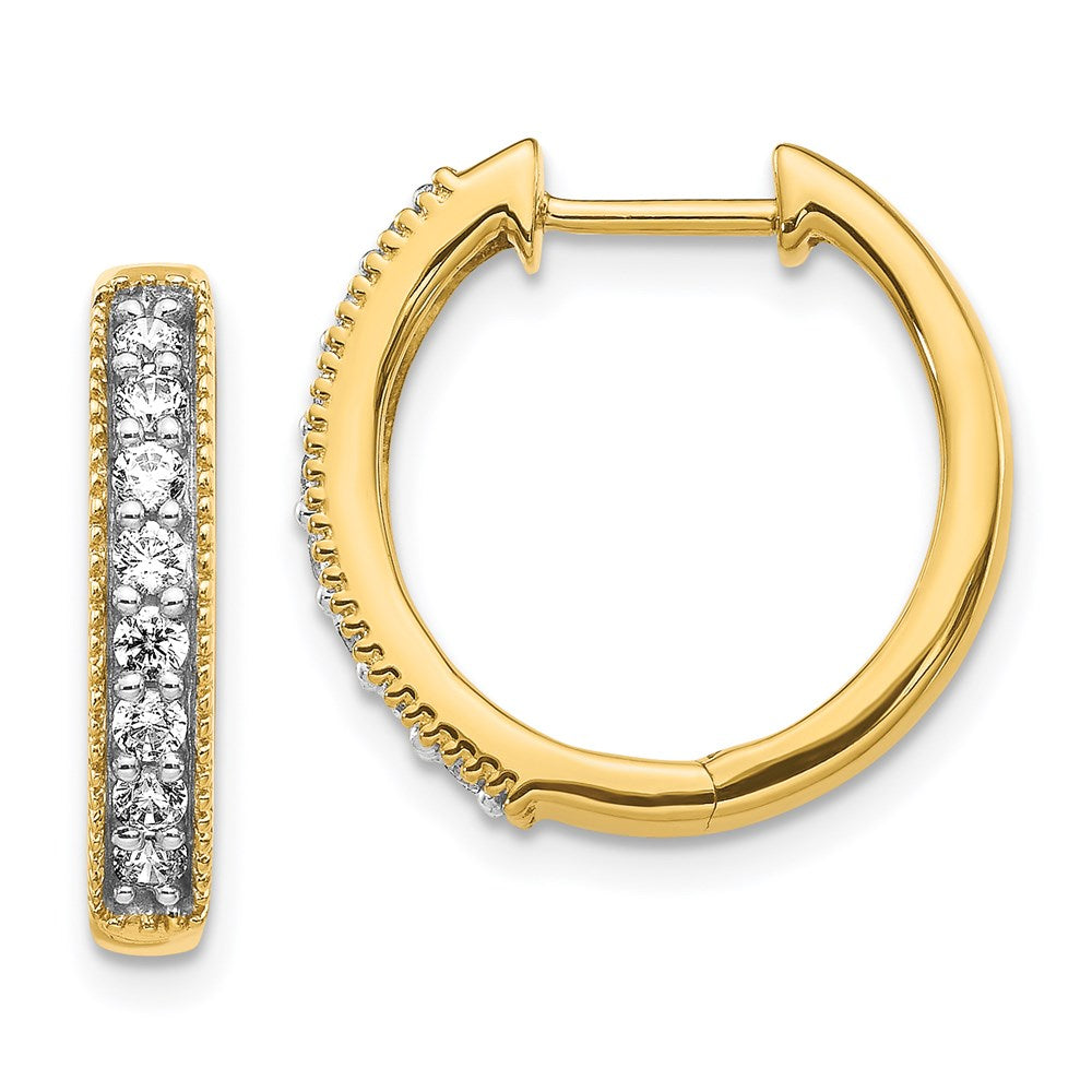 14k Diamond Milgrain Hinged Hoop Earrings