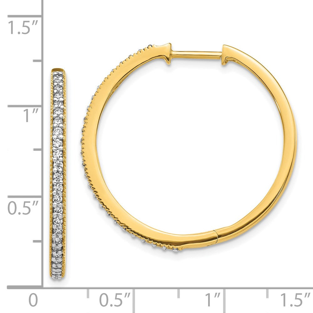 14k Diamond Milgrain Hinged Hoop Earrings