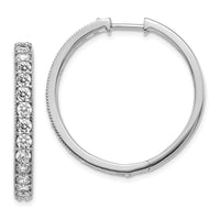 Thumbnail for 14k Diamond Milgrain Hinged Hoop Earrings