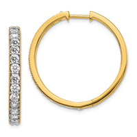 Thumbnail for 14k Diamond Milgrain Hinged Hoop Earrings