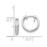 Thumbnail for 14k White Gold Baguette Diamond Hinged Hoop Earrings