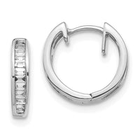 Thumbnail for 14k White Gold Baguette Diamond Hinged Hoop Earrings