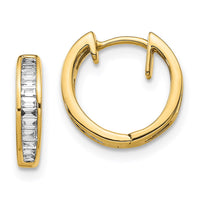 Thumbnail for 14k Baguette Diamond Hinged Hoop Earrings