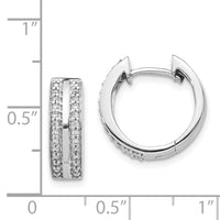 Thumbnail for 14k White Gold 2-row Diamond Hinged Hoop Earrings