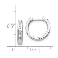 Thumbnail for 14k White Gold Round/Baguette Diamond Hinged Hoop Earrings