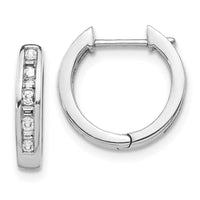 Thumbnail for 14k White Gold Round/Baguette Diamond Hinged Hoop Earrings