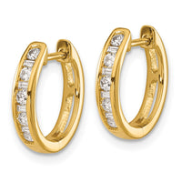 Thumbnail for 14k Round/Baguette Diamond Hinged Hoop Earrings