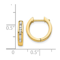 Thumbnail for 14k Round/Baguette Diamond Hinged Hoop Earrings