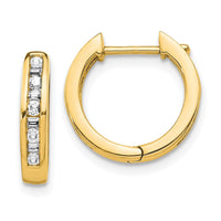 Thumbnail for 14k Round/Baguette Diamond Hinged Hoop Earrings