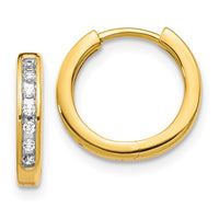 Thumbnail for 14k Diamond Hinged Hoop Earrings
