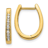 Thumbnail for 14k Diamond Oval Hinged Hoop Earrings