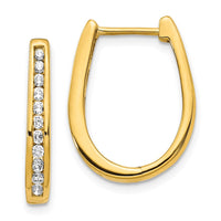 Thumbnail for 14k Diamond Oval Hinged Hoop Earrings