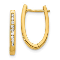 Thumbnail for 14k Diamond Oval Hinged Hoop Earrings