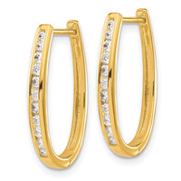 Thumbnail for 14k Diamond Oval Hinged Hoop Earrings