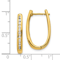 Thumbnail for 14k Diamond Oval Hinged Hoop Earrings