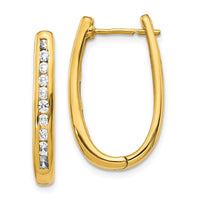 Thumbnail for 14k Diamond Oval Hinged Hoop Earrings