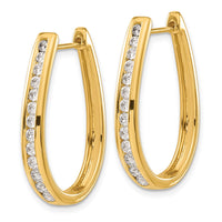 Thumbnail for 14k Diamond Oval Hinged Hoop Earrings