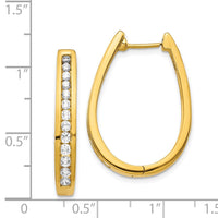 Thumbnail for 14k Diamond Oval Hinged Hoop Earrings