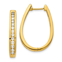 Thumbnail for 14k Diamond Oval Hinged Hoop Earrings