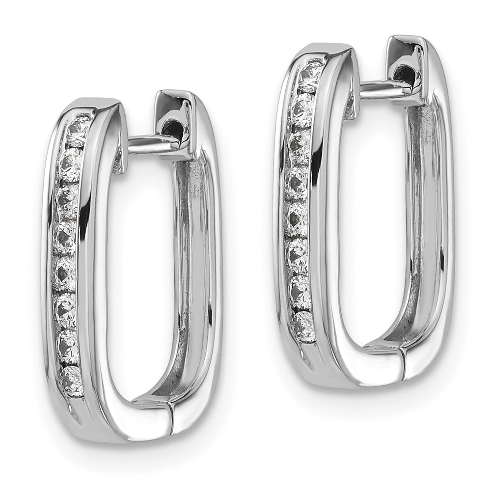 14k White Gold Diamond Complete Hinged Hoop Earrings